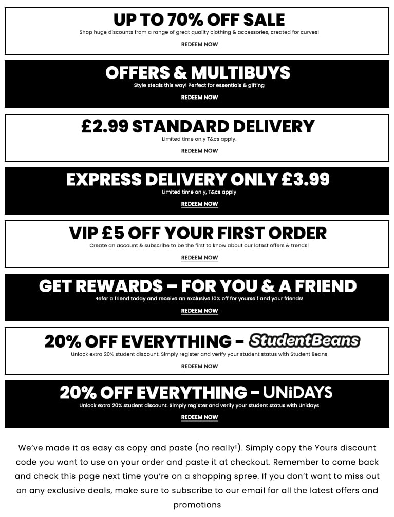 Voucher Codes  Yours Clothing