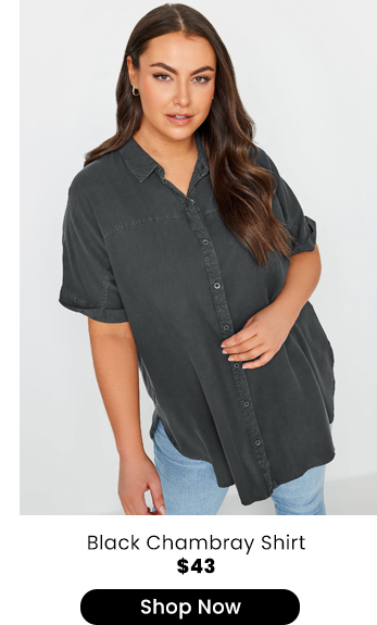 YOURS Curve Black Chambray Shirt
