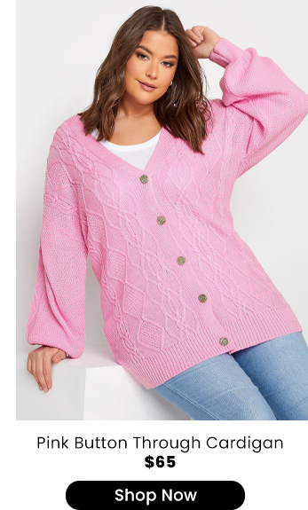 YOURS Curve Pink Knitted Button Through Cardigan