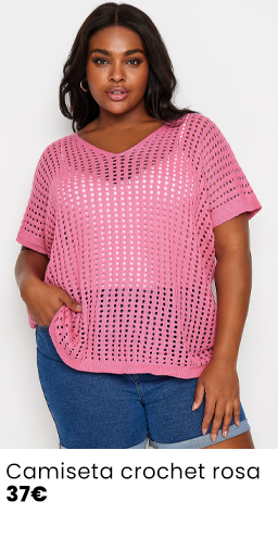 Camiseta crochet rosa