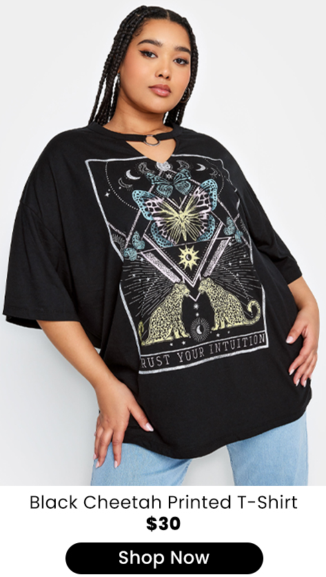 Black Cheetah Printed T-Shirt